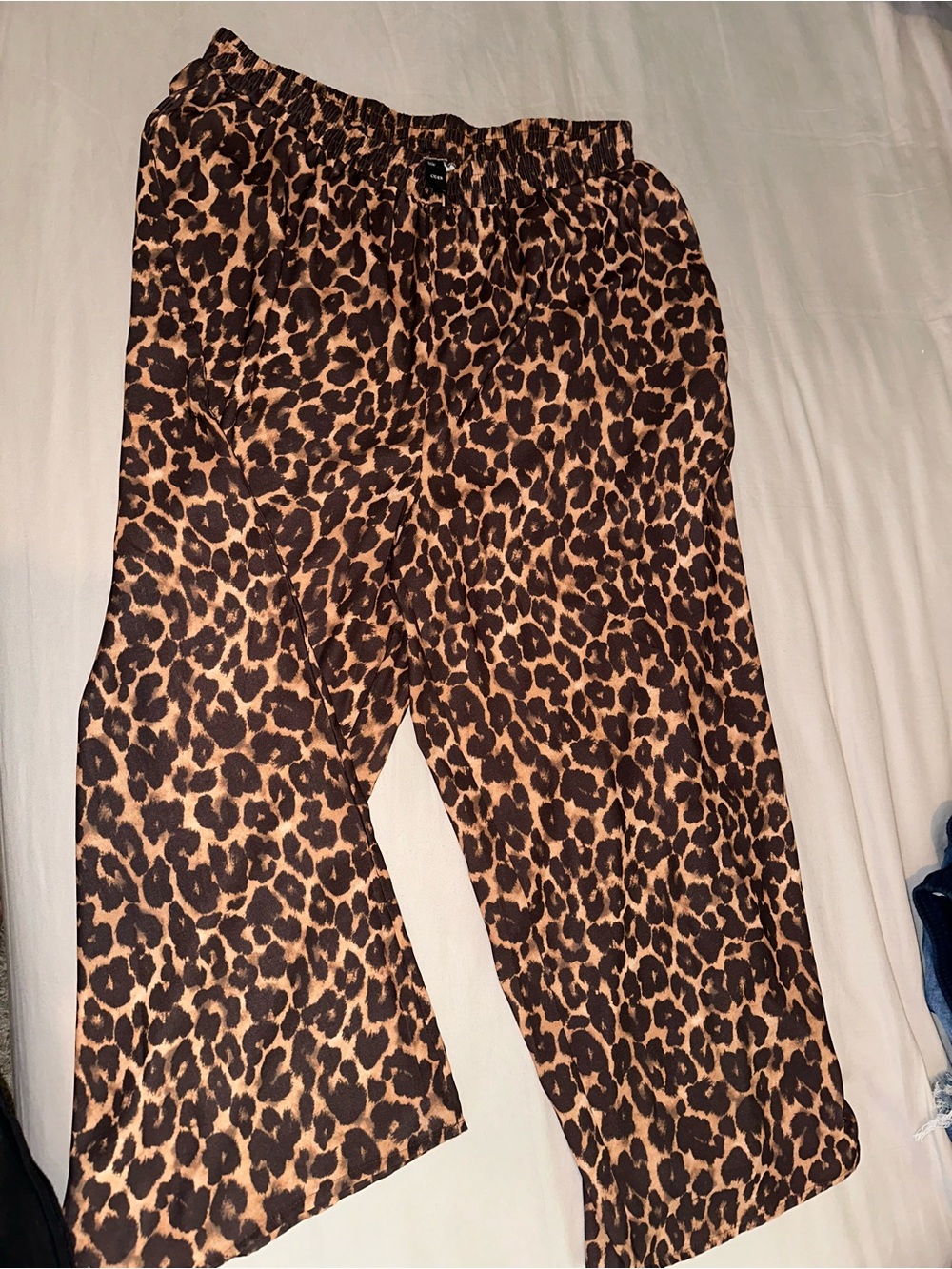 Leopard Print Wide Leg Pants - Brown & Black